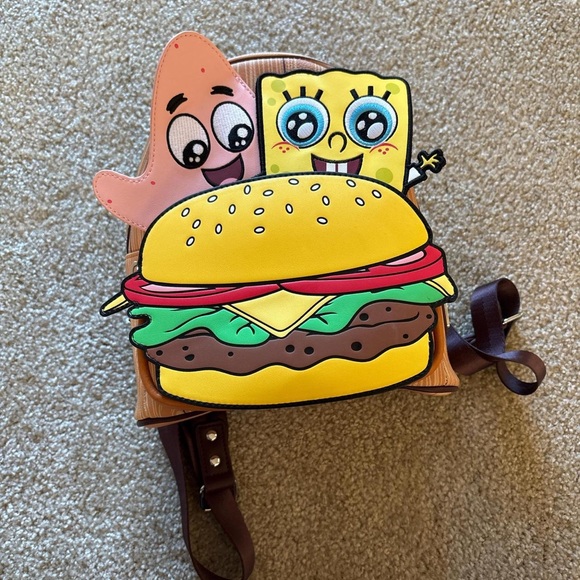 Loungefly Yellow and Brown SpongeBob Backpack Loungefly SpongeBob and Patrick Burger Backpack - Yellow  main image 3
